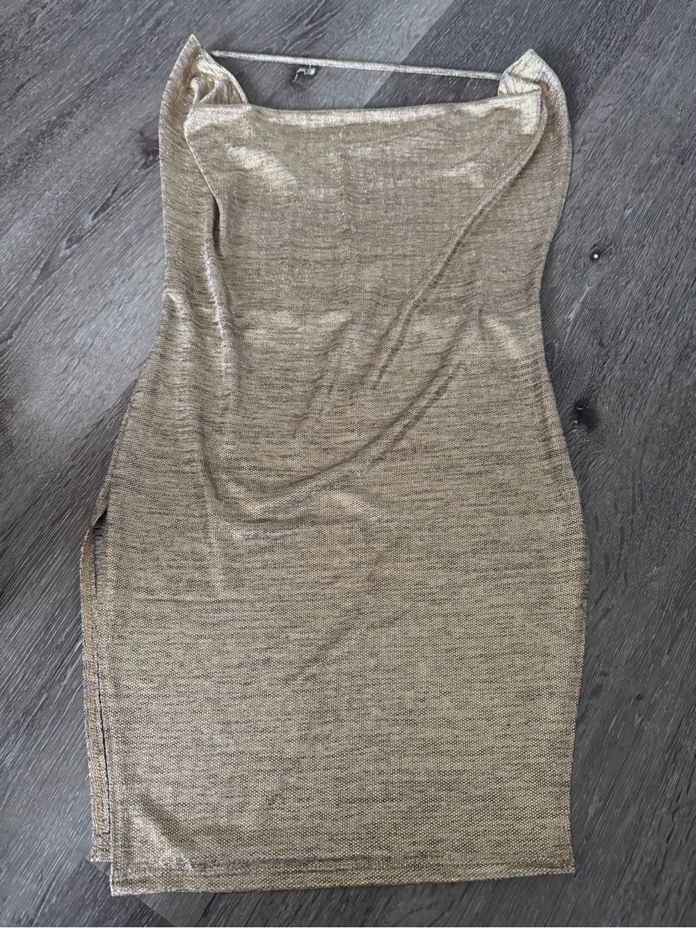 Gold Metallic Backless Halter Dress (S)